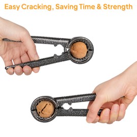 Nut Crackers Pecan Nutcracker Walnuts Plier with Non-slip Handles Heavy Duty Crab Cracker Tool with Good Grip 2 Picks Included