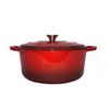 5QT Red Enamel Coated Cast Iron Dutch Oven with Silver