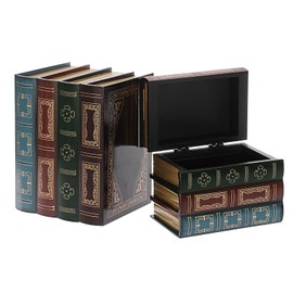 ELLDOO 2 Pack Decorative Book Boxes, Vintage Style Fake Book Box Hollow Book Hidden Storage, Antique Decorative Storage Boxes for Jewelry Trinket Treasure Memories Keepsake Hobby (Style B)