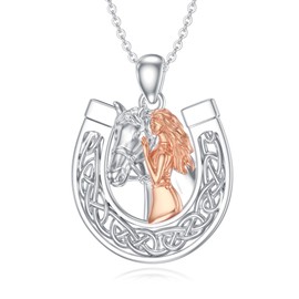 MONGAS Horseshoe Necklace Sterling Silver Horseshoe Pendant Necklace Horse Horseshoe Jewelry for Women