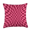 Pink and Red Twisted Checkered Trippy Swirl Checkerboard Throw Pillow