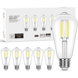 Lepro Edison Dimmable LED Light Bulbs 60 Watt Equivalent, 4000K Netural White E26 Edison Bulbs, Filament Vintage Bulb Clear Glass, Medium Base, ST19 Vintage Decoration, 6 Packs