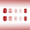 24Pcs Short Square Valentines Press on Nails Red Love Heart