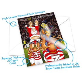STREET SANTA - Rugby Christmas Card - Large A5 Card Size - Funny Humour - Made in the UK - Santa Embarrassing Himself in the Line Out - For Rugby Union Fans - Him or Her