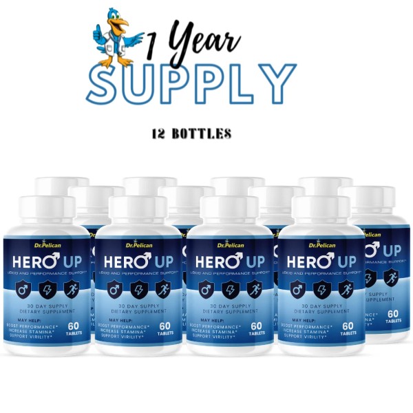 Pelican Vitamins Hero Up- Men's Health & Performance- 12 Bottles-