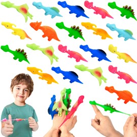 Jadyon Pack of 20 Slingshot Dinosaur Toys, Slingshot Dinosaur Finger Toys, Slingshot Dinosaur Finger Game, Funny Flying Dinosaur Slingshot Toy for Children