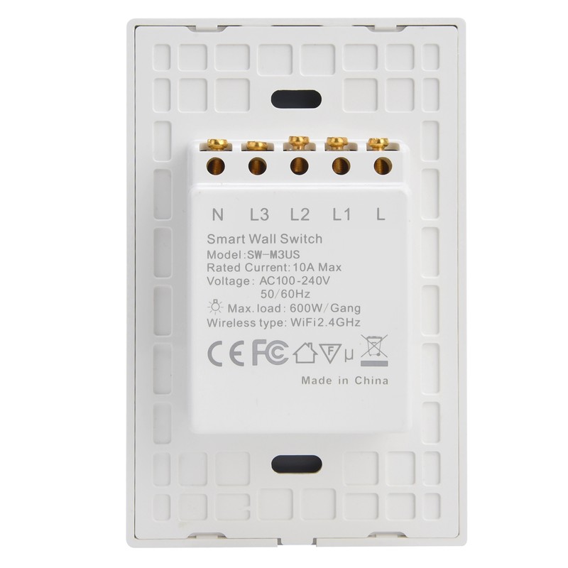 3 Gang Smart Touch Switch Glass Panel Voice APP Remote