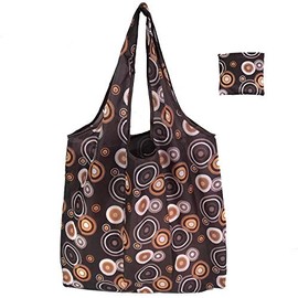 Extra Large Reusable Foldable Ladies Shopping Bag Eco Tote Handbag Fold Away Shopper Bag UK (Brown Circles)
