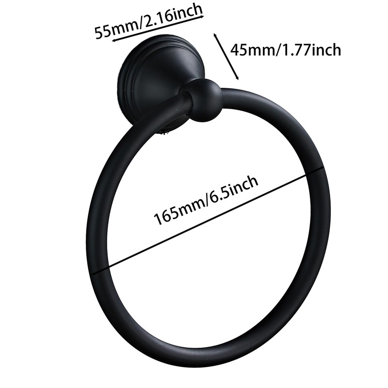 Matte Black Towel Ring for Bathroom 1 Pack, Kitchen Bath