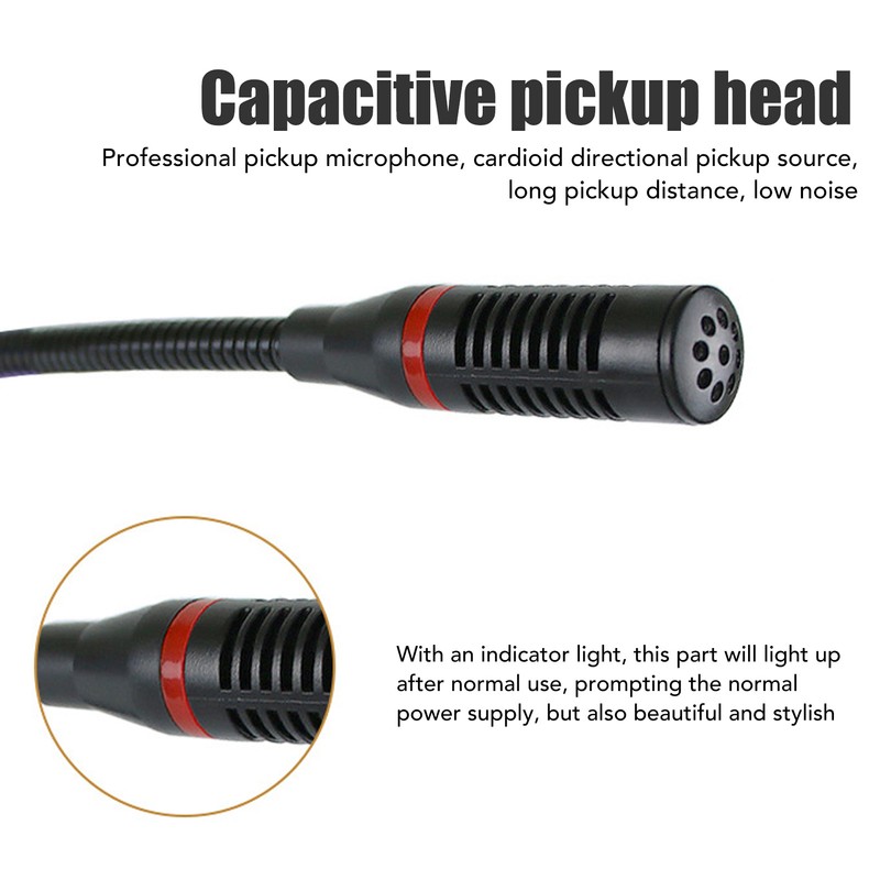 Gooseneck Condenser Microphone Flexible 6.35mm Wired Desktop Microphone for Broadcasting