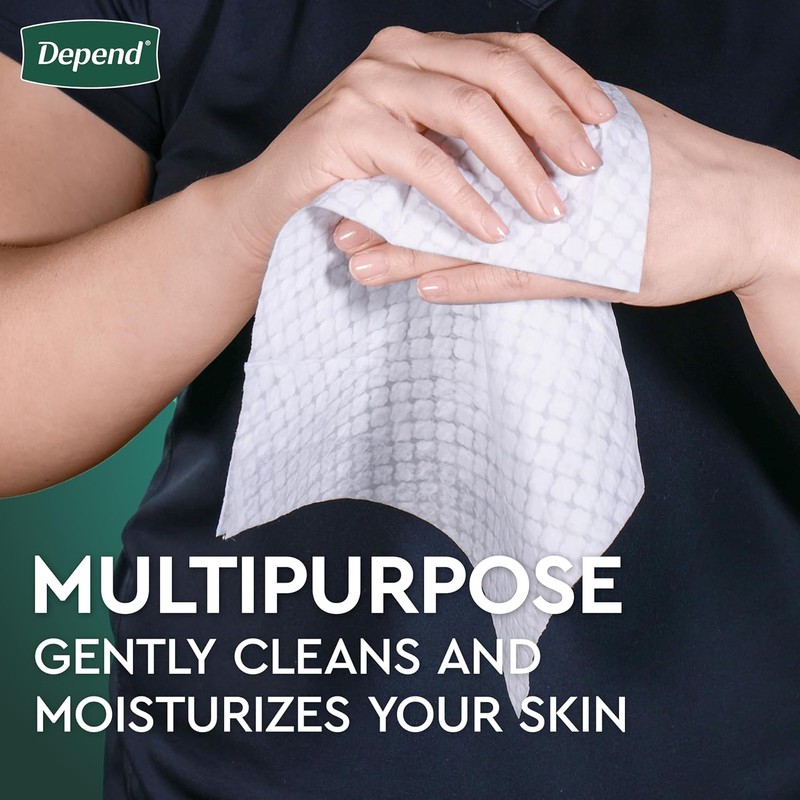 Depend XL Disposable Washcloths for Adults, 8 Flip-Top Packs, 42