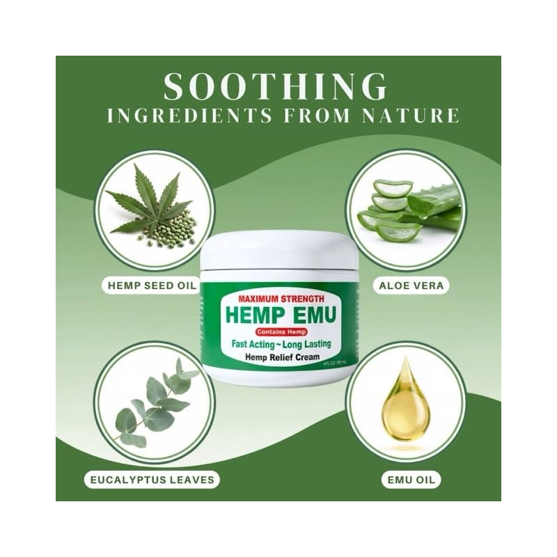Hemp Emu Joint & Muscle Cream, 4 Oz