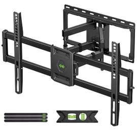 USX Mount Full Motion TV Wall Mount for Most 42-86 inch Flat Screen/LED/4K, TV Mount Bracket Dual Swivel Articulating Tilt 6 Arms, Fits 8” 12” 16" Wood Studs,Max VESA 600x400mm, Holds up to 132lbs
