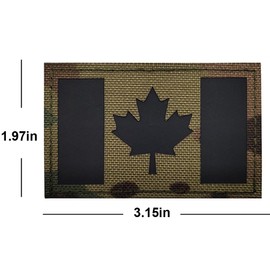 2PCS Canada Flag Reflective Patch Military Tactical Canadian Infrared IR Patches Morale Emblem Badges Applique Loop Hook Shoulder Sew on for Clothes Backpack Fastener Backing