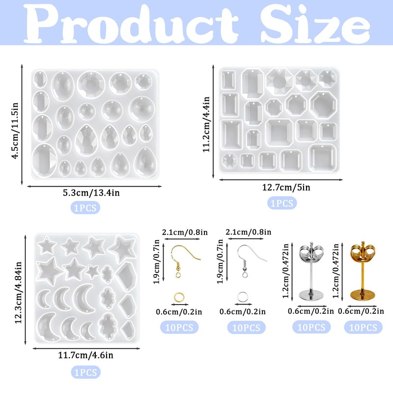 63 Pcs Resin Molds Silicone Set,DIY Epoxy Resin Casting Craft