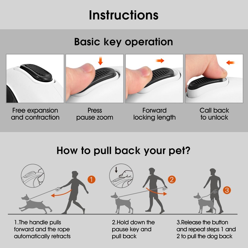 Gauzi 4 in 1 Retractable Dog Leash Long 16.4ft Leashes