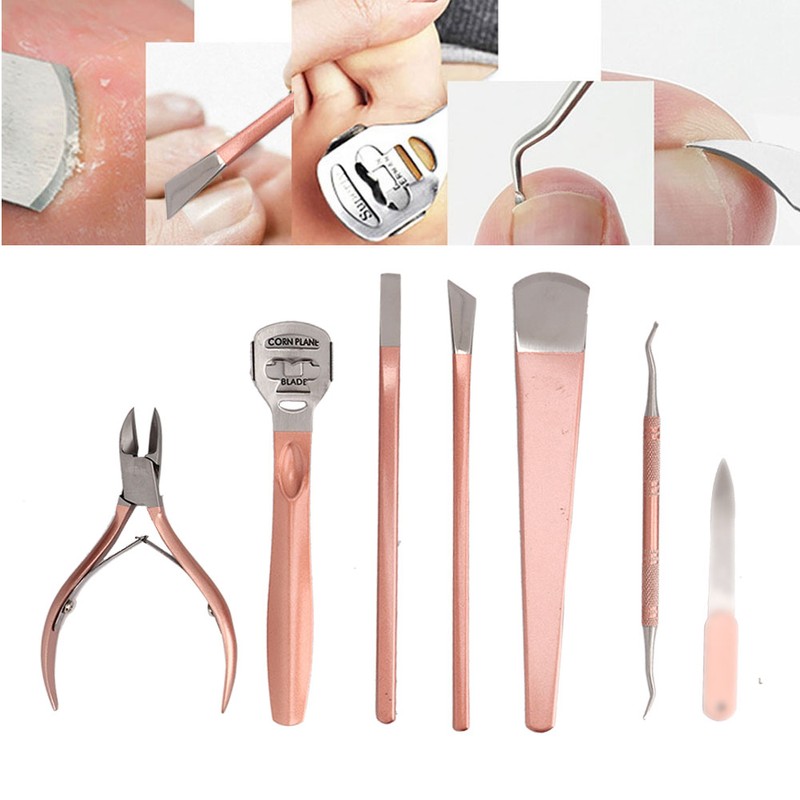 7pcs / set Pedicure Knife Toenail Knives Cuticle Remover Foot