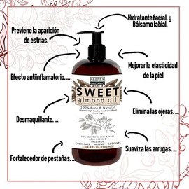 Aceite Almendras Dulces Verdadero Orgánico Importado 500 Ml