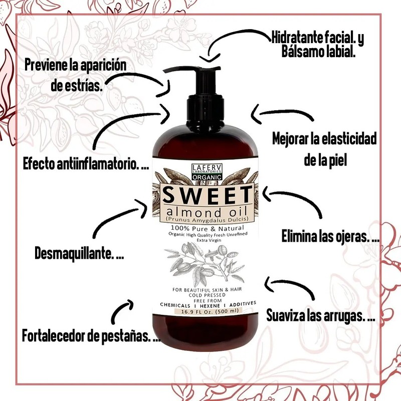Aceite Almendras Dulces Verdadero Orgánico Importado 500 Ml