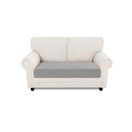 Easy-Going Sofa Seat Cushion Covers 2 Seater, 1 Piece Stretch Jacquard Sofa Slipcover, Non Slip Pet Dog Couch Cushion Covers, Replacement Caravan Seat Covers Settee Furniture Protectors, Light Grey