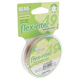 The Beadsmith Flex-Rite Wire – 49 Strand, Nylon Coated, Stainless Steel Beading Wire – Rose Gold Color.014” Diameter, 30-Foot Spool – Flexible Wire for Necklace, Bracelet and Jewelry Making