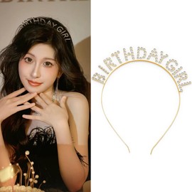 Happy Birthday Accessories Headbands for Women Happy Birthday Tiara for Women Gold Princess Crown for Women Glitter Rhinestone Headband for Women Fashion Hair Bands Headwear Headdresses for Women