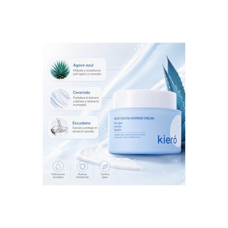KIERO Crema Hidratante Facial Ceramidas y Agave Azul 50 g