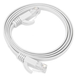 Cable Ethernet Plano Blanco CAT6 Gigabit 8 Núcleos Par Trenzado Puente de Red Cable Plano de Cobre Suministros(1m)