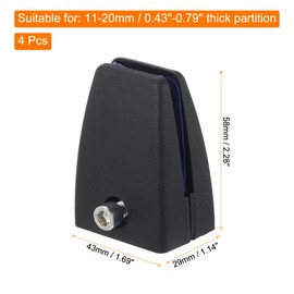 sourcing map Office Desk Partition Support Bracket, 4pcs Desk Divider Clamp Brackets Screen Clip Holders for 2-20mm Thick, Black