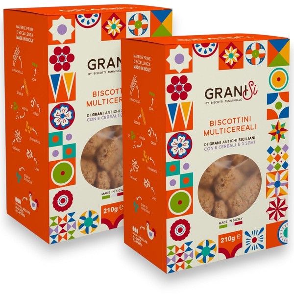 GRANI-Si by Biscotti Tumminello Multigrain Biscuits with Cereals- Sicilian Biscuits