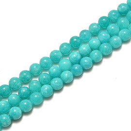 Teal Blue Dyed Jade Smooth Round Size 10mm 15.5'' Strand