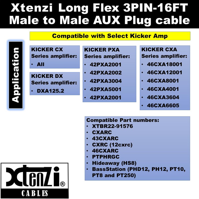 Xtenzi 3Pin Jack Flex Cable Wire Accessory for Bass Remote