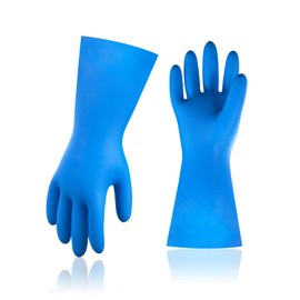 Vgo... Reusable Dishwashing Gloves, Kitchen Gloves For Washing Dishes, Nitrile Cleaning Gloves, Household Gloves for Kitchen Cleaning/Working/Painting/Gardening/Pet Care (1Pair,M, Blue,NT2141)