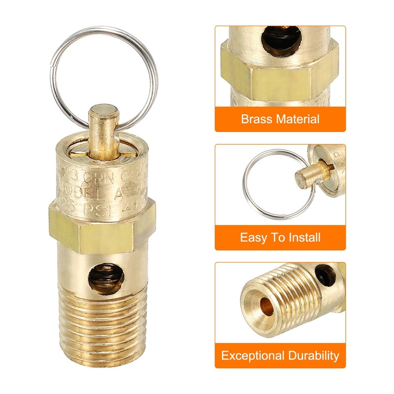 PATIKIL 1/4 Male NPT Safety Valve 1 Pack Pressure Release