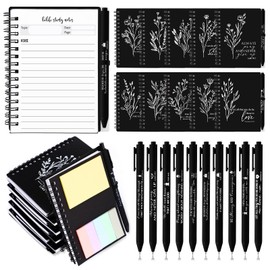 Resurhang 40 Pcs Christian Gifts Bulk Bible Study Notebook with Sticky Notes Christian Pen Aesthetic Religious Journal Christian Prayer Notepad Christmas Gift for Church Sunday School (Black)