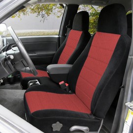 ESMING 60/40 Front Split Bench Seat Covers for Chevy Colorado GMC Canyon 2004 2005 2006 2007 2008 2009 2010 2011 2012 with Console Armrest Protector Accessories Knitted Fabric Breathable-Red