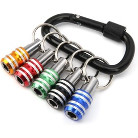 5Pcs Keychain Screwdriver Bit Holders Aluminum Alloy 3‑Slot 1/4in Impact Driver Bit Extension Bar Quick‑Release Tool with Buckle