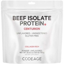 Codeage Grass-Fed Beef Isolate Protein Powder Supplement - 20 Amino Acids, Collagen-Rich - Athletes & Sports - Unflavored Carnivore Protein Supplement, BCAA & EAA Supplement - Gluten-Free - 26.45 oz