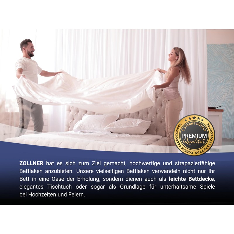 Zollner Flat Sheet Cotton, Various Sizes, Approx. 140 g/qm, 061