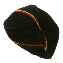 e4Hats.com New Rasta Deep Crown Beanie - Black RGY OSFM