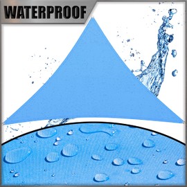 Amgo 14' x 14' x 14' Custom Size Blue Triangle Waterproof Sun Shade Sail Order to Make UPF50+ AMTADT16 Canopy Awning, 98% UV Blockage Water Resistant, Backyard Patio Garden (We Customize)
