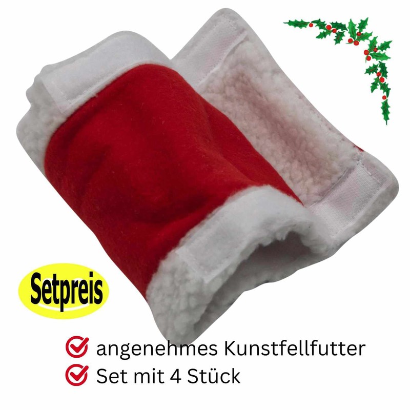 AMKA Weihnachtsbandagen, 4er Set rot-weiß