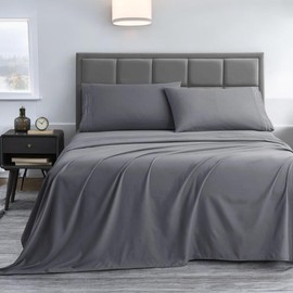 FEEKO Queen Size 4 Piece Sheet Set - Hotel Luxury Microfiber Ultra Soft, Wrinkle Free, Easy Fit & Deep Pocket Sheets for Women, Men, Kids & Teens - Oeko-Tex Bed Sheet Set (Dark Grey)