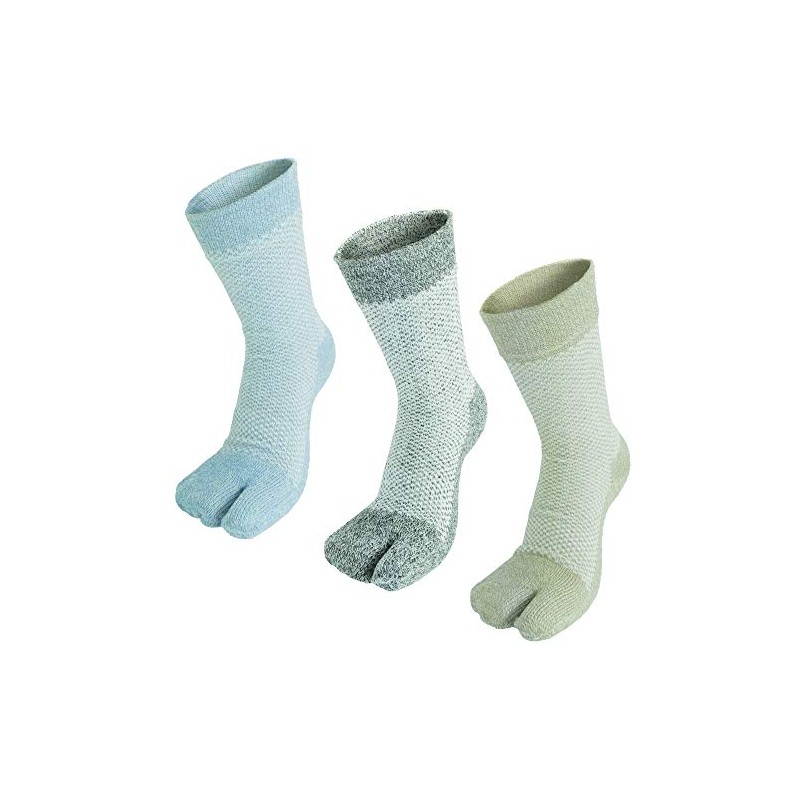 Fujite #8202 Men's Mesh Socks with Fingers, 3 Pairs, Assorted