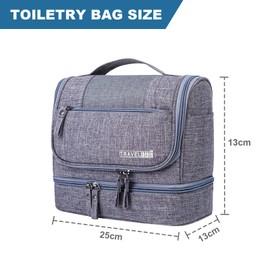 Toiletry Bag Travel Hanging Toiletry Wash Bags Cosmetic Case Makeup Brush Organizer Toiletries Makeup Bags Hook & Handle Portable Large Capacity Cosmetic Organizer for Travel Business Vacation (Gray)