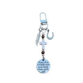 Lusebiy Horse Saddle And Bridle Charm Clip, Bless This Horse Rider Keep Safe Bridle, Saddle Riding Charms Hanging Gifts