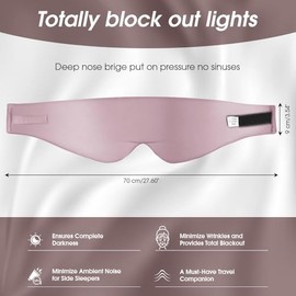 White Hawk White Hawk Eye Mask for Sleeping, 22Momme 100% Natural Mulberry Silk Eye Mask with Adjustable Straps for Men and Women, Large Size Sleep mask for All Skin Types (Pink)