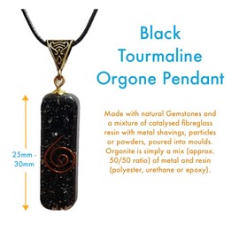 Hand Crafted Black Tourmaline Gemstone ORGONE Pendant Powerful Reiki Protective Energy Adjustable Necklace