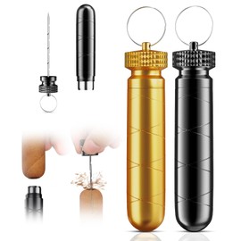 Cigar Draw Enhancer Tool with Cigar Punch Cutter & Cigar Needle, 2-in-1 Cigar Accessories Set, Stainless Steel Cigar Hole Opener, Practical Cigar Nubber Holder (Black and Gold)(2 Pack)