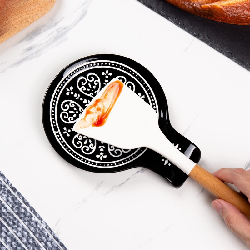 Magclay Porcelain Spoon Rest, Ceramic Spoon Holder for Kitchen Counter